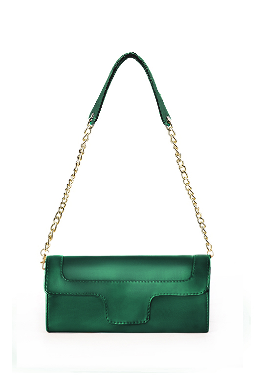 Women's emerald green luxurious elegant clutch for ceremonies, weddings and evenings out. - Top view